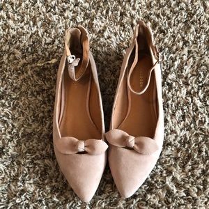 Halogen Pink Suede Ankle strap Flats 6